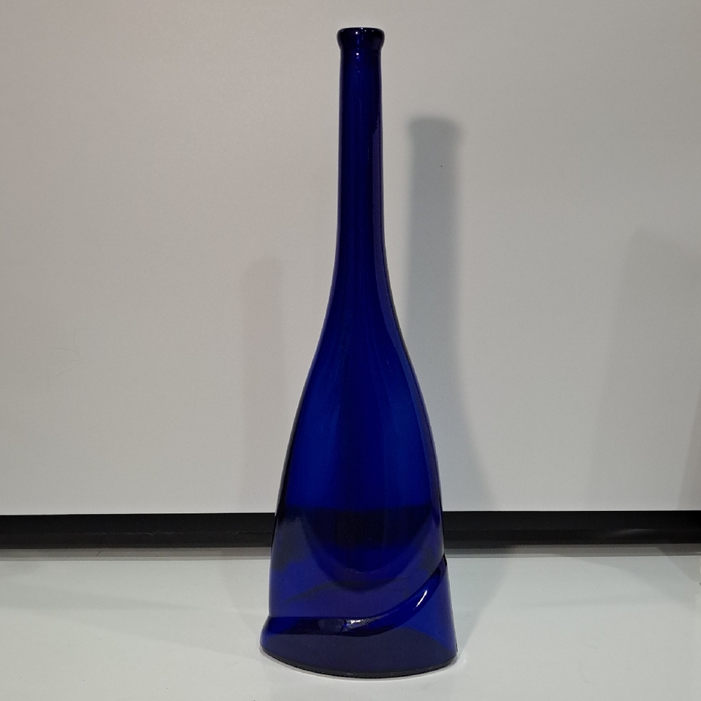 Elegant Vtg MCM Cobalt Blue Glass Decanter Or Vase. 19" Tall